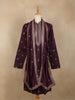 Wine Embroidered Design Semi Silk Kurta With Dupatta