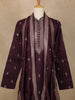 Wine Embroidered Design Semi Silk Kurta With Dupatta