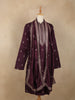 Wine Embroidered Design Semi Silk Kurta With Dupatta