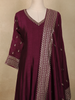 Wine Embroidered Georgette Anarkali Suit with Dupatta