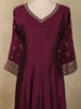 Wine Embroidered Georgette Anarkali Suit with Dupatta