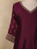 Wine Embroidered Georgette Anarkali Suit with Dupatta