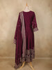 Wine Embroidered Georgette Anarkali Suit with Dupatta