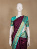 Wine Floral Butta Woven Pure Kanchipuram Silk Saree