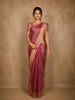Wine Floral Butta Woven Tissue Saree with Designer Zari Border
