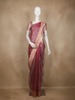 Wine Floral Butta Woven Tissue Saree with Designer Zari Border