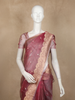 Wine Floral Butta Woven Tissue Saree with Designer Zari Border