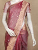 Wine Floral Butta Woven Tissue Saree with Designer Zari Border