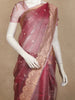 Wine Floral Butta Woven Tissue Saree with Designer Zari Border