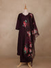 Wine Floral Design Georgette Salwar Suit