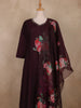 Wine Floral Design Georgette Salwar Suit