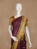 Wine Floral Design Semi Tussar Silk Saree with Contrast Border