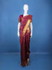 Wine Floral Design Woven Pure Kanchipuram Silk Saree