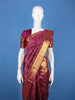 Wine Floral Design Woven Pure Kanchipuram Silk Saree
