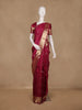 Wine Floral Design Woven Pure Kanchipuram Silk Saree With Zari Border
