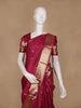 Wine Floral Design Woven Pure Kanchipuram Silk Saree With Zari Border