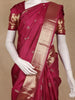 Wine Floral Design Woven Pure Kanchipuram Silk Saree With Zari Border