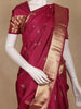 Wine Floral Design Woven Pure Kanchipuram Silk Saree With Zari Border