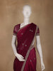 Wine Floral Designed Georgette Saree With Embroidered Border