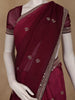 Wine Floral Designed Georgette Saree With Embroidered Border