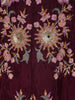 Wine Floral Embroidered Crepe Silk Skirt Top
