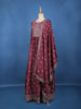 Wine Floral Embroidered Design Georgette Gown