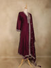Wine Floral Embroidered Design Georgette Straight Cut Salwar Suit