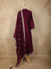 Wine Floral Embroidered Design Georgette Straight Cut Salwar Suit