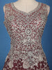 Wine Floral Embroidered Design Net Gown