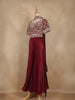Wine Floral Embroidered Design Space Silk Palazzo Suit