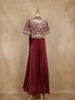 Wine Floral Embroidered Design Space Silk Palazzo Suit