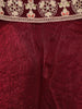Wine Floral Embroidered Design Space Silk Palazzo Suit