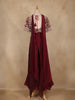 Wine Floral Embroidered Design Space Silk Palazzo Suit