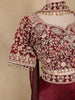 Wine Floral Embroidered Design Space Silk Palazzo Suit