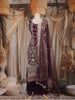 Wine Floral Embroidered Design Tissue Silk Palazzo Suit with Dupatta