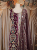 Wine Floral Embroidered Design Tissue Silk Palazzo Suit with Dupatta