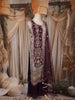 Wine Floral Embroidered Design Tissue Silk Palazzo Suit with Dupatta