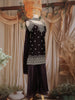 Wine Floral Embroidered Organza Palazzo Suit