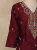 Wine Floral Embroidered Semi Silk Salwar Suit With Dupatta