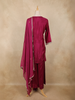 Wine Floral Embroidered Silk Cotton Palazzo Suit with Dupatta