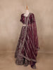 Wine Floral Embroidered Silk Lehenga With Dupatta