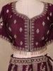Wine Floral Embroidered Silk Lehenga With Dupatta