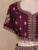 Wine Floral Embroidered Silk Lehenga With Dupatta