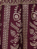 Wine Floral Embroidered Silk Lehenga With Dupatta