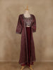 Wine Floral Embroidered Space Silk Skirt Top