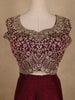 Wine Floral Embroidered Space Silk Skirt Top