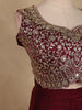 Wine Floral Embroidered Space Silk Skirt Top