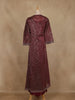 Wine Floral Embroidered Space Silk Skirt Top