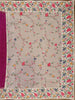 Wine Floral Embroidered Tussar Silk Saree - Diadem