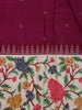Wine Floral Embroidered Tussar Silk Saree - Diadem